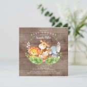 Rustic Sweet Oerwoud Safari Animals Baby shower Kaart (Staand voorkant)