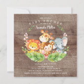 Rustic Sweet Oerwoud Safari Animals Baby shower Kaart (Voorkant)