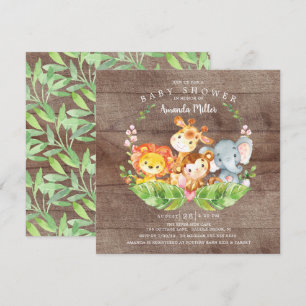 Rustic Sweet Oerwoud Safari Animals Baby shower Kaart