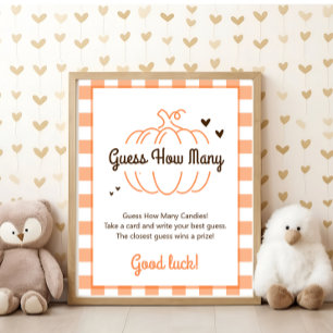 Rustic Sweet Pumpkin Baby shower Raad eens hoeveel Poster