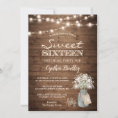 Rustic Sweet Sixteen Baby's Rreath String Lights Kaart (Voorkant)
