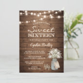 Rustic Sweet Sixteen Baby's Rreath String Lights Kaart (Staand voorkant)