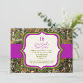 Rustic Sweet Sixteen Camo Birthday Uitnodiging (Staand voorkant)