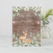 Rustic Sweet Woodland Deer Twins Baby shower Kaart (Staand voorkant)