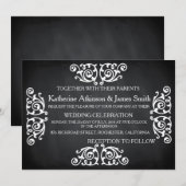 Rustic Swirl Floral Chalkboard Wedding Kaart (Voorkant / Achterkant)