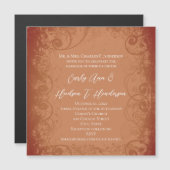 Rustic Swirl Terracotta Coral Wedding Uitnodiging Magnetische Uitnodiging (Voorkant / Achterkant)