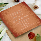 Rustic Swirl Terracotta Coral Wedding Uitnodiging Magnetische Uitnodiging