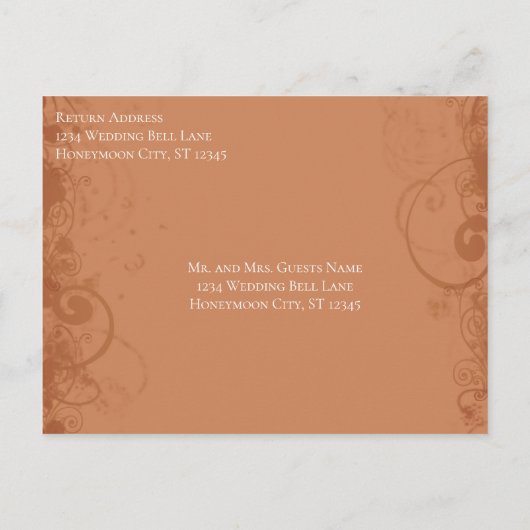 Rustic Swirl Terracotta Wedding Uitnodiging Briefkaart (Achterkant)
