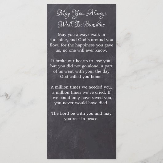 Rustic Sympathie 3 Foto Funeral Prayer Bladwijzer (Achterkant)