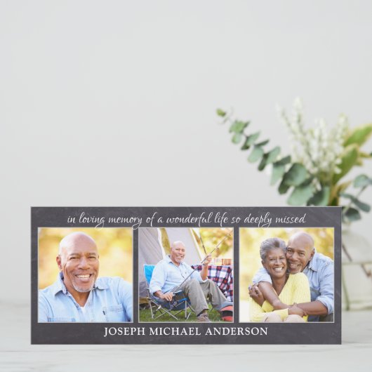 Rustic Sympathie 3 Foto Funeral Prayer Bladwijzer (Staand voorkant)