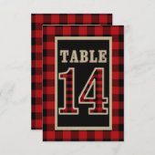 Rustic-tabel nummer 14 met rode en zwarte buffels kaart (Voorkant / Achterkant)