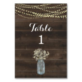 Rustic Table Number Card - Hout & Baby's adem Kaart (Achterkant)