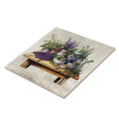 Rustic Table with Herbs Watercolors Tegeltje (Zijkant)