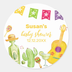 Rustic Taco 'Bout Cactus Limoen Gitaar Baby shower Ronde Sticker