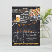 Rustic Tacos Brew & Luiers Baby shower Uitnodiging (Staand voorkant)