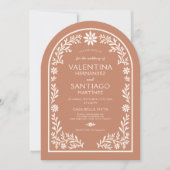 Rustic Talavera Terracotta Mexican Floral Wedding Kaart (Voorkant)