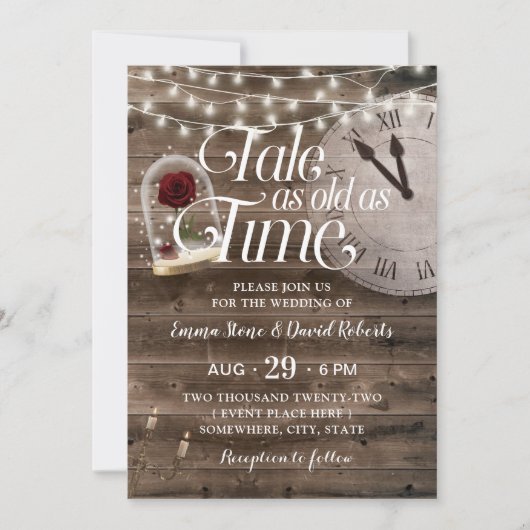 Rustic Tale zo oud als Time Fairytale Weddenschap Kaart (Voorkant)