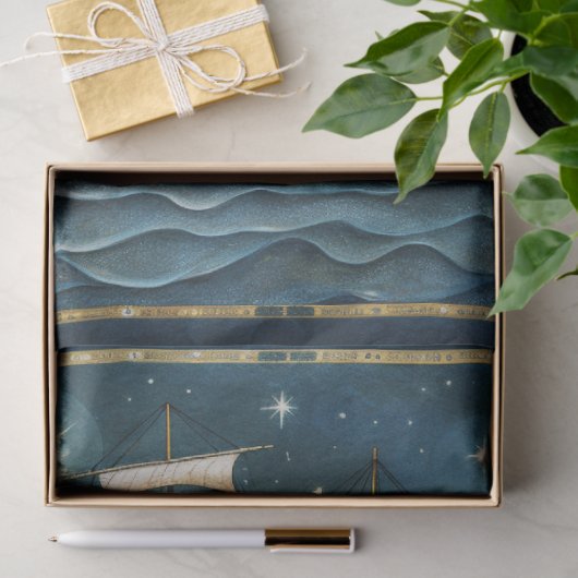 Rustic Tall Ship Gold & Black-decoupage Tissuepapier (Geschenk)