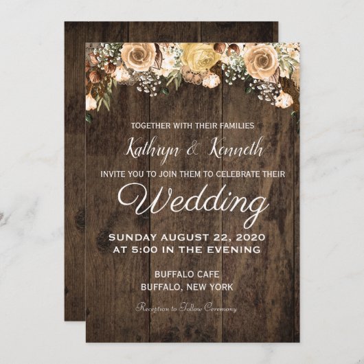 Rustic Tan Bird Wood Country Weddenschap Kaart (Voorkant / Achterkant)