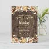 Rustic Tan Bird Wood Country Weddenschap Kaart (Staand voorkant)