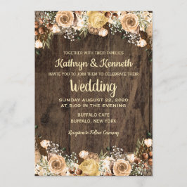 Rustic Tan Bird Wood Country Weddenschap Kaart