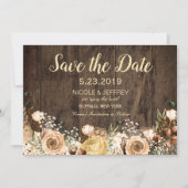Rustic Tan Bird Wood Country Weddenschap Save the  Save The Date (Voorkant)