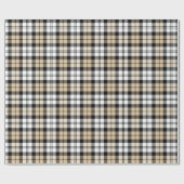 Rustic Tan Black en White Tartan Pset Holiday Cadeaupapier (Vlak)