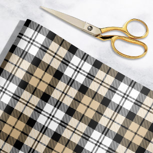 Rustic Tan Black en White Tartan Pset Holiday Cadeaupapier