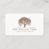 Rustic Tan Brown & White Willow Tree Logo Foto Visitekaartje (Achterkant)