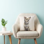Rustic Tan Chihuahua Throw Cushion Kussen (Stoel)