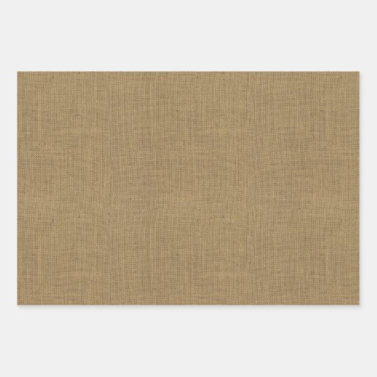 Rustic Tan Faux Burlap Texture Inpakpapier Vel (Voorkant 3)