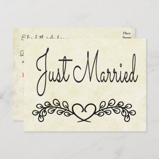 Rustic Tan is getrouwd met Black Heart Laurel Aankondigingskaart (Voorkant / Achterkant)