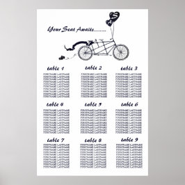 Rustic Tandem Bicycle Wedding Seating Chart Poster