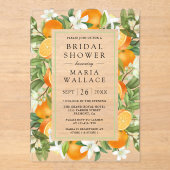 Rustic Tangerine Citrus Orange Bridal Shower Acryl Uitnodigingen (Voorkant)