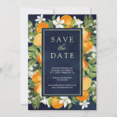 Rustic Tangerine Citrus Orange Navy Photo Wedding Save The Date (Voorkant)