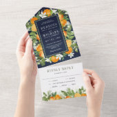 Rustic Tangerine Citrus Oranje marineverbinding All In One Uitnodiging (Afscheurbaar)