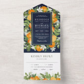 Rustic Tangerine Citrus Oranje marineverbinding All In One Uitnodiging (Binnen)