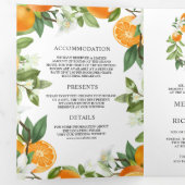 Rustic Tangerine Citrus Oranje QR Code Trouwfeest Drieluik Uitnodiging (Binnenzijde eerst)