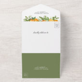 Rustic Tangerine Citrus Oranje Wedding All In One Uitnodiging (Buitenkant)