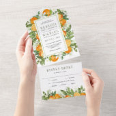Rustic Tangerine Citrus Oranje Wedding All In One Uitnodiging (Afscheurbaar)