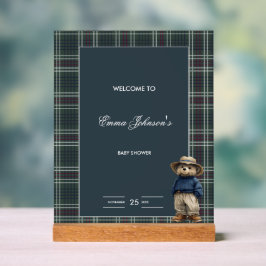 Rustic Tartan Beer Baby shower Acryl Bord