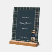 Rustic Tartan Beer Baby shower Acryl Bord (Hoek)