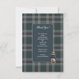 Rustic Tartan Beer Baby shower Dank u kaart