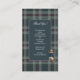 Rustic Tartan Beer Baby shower Dank u kaart