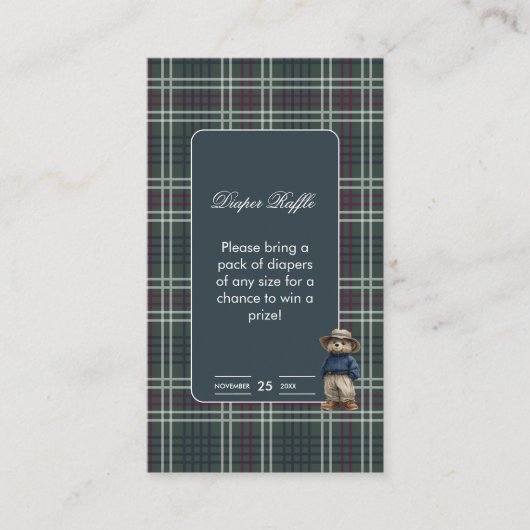 Rustic Tartan Beer Baby shower Luier Raffle Informatiekaartje (Voorkant)