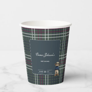 Rustic Tartan Beer Baby shower Papieren Bekers