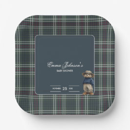 Rustic Tartan Beer Baby shower Papieren Bordje