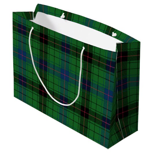 Rustic Tartan Classic Green Check Plaid Groot Cadeauzakje (Achterkant Gekanteld)