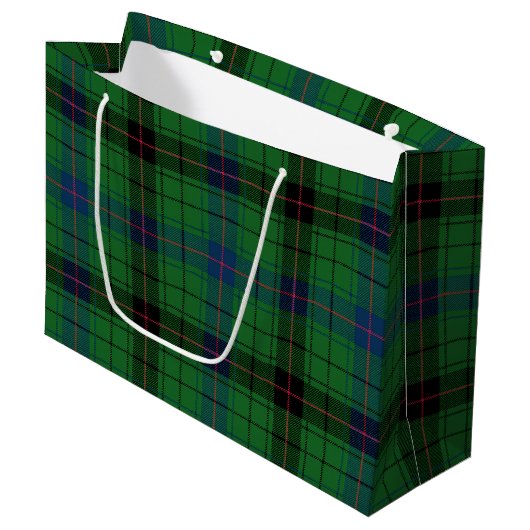Rustic Tartan Classic Green Check Plaid Groot Cadeauzakje (Voorkant Gekanteld)