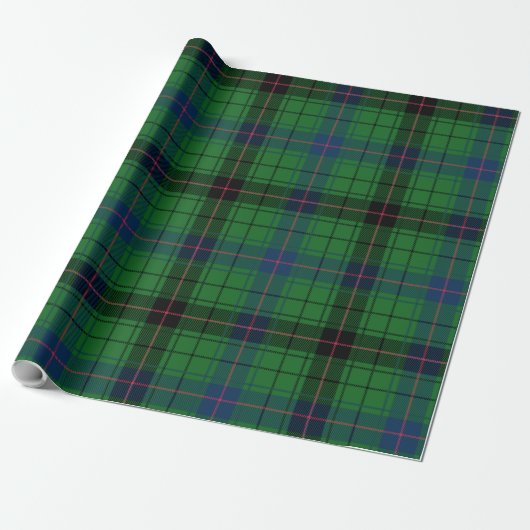 Rustic Tartan Davidson Plaid Green Black Blue Cadeaupapier (Uitgerold)